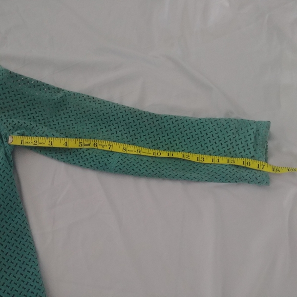 Vintage Suede Jacket perforated (like laser cut) w/ hook & eye closure, unique - Picture 7 of 12